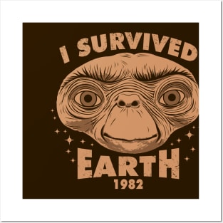 I Survived Earth Funny 80's Alien Movie Meme Posters and Art